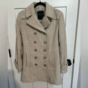 Ivanka Trump Beige Double Breasted Plaid
Peacoat Wool Blend Size 8